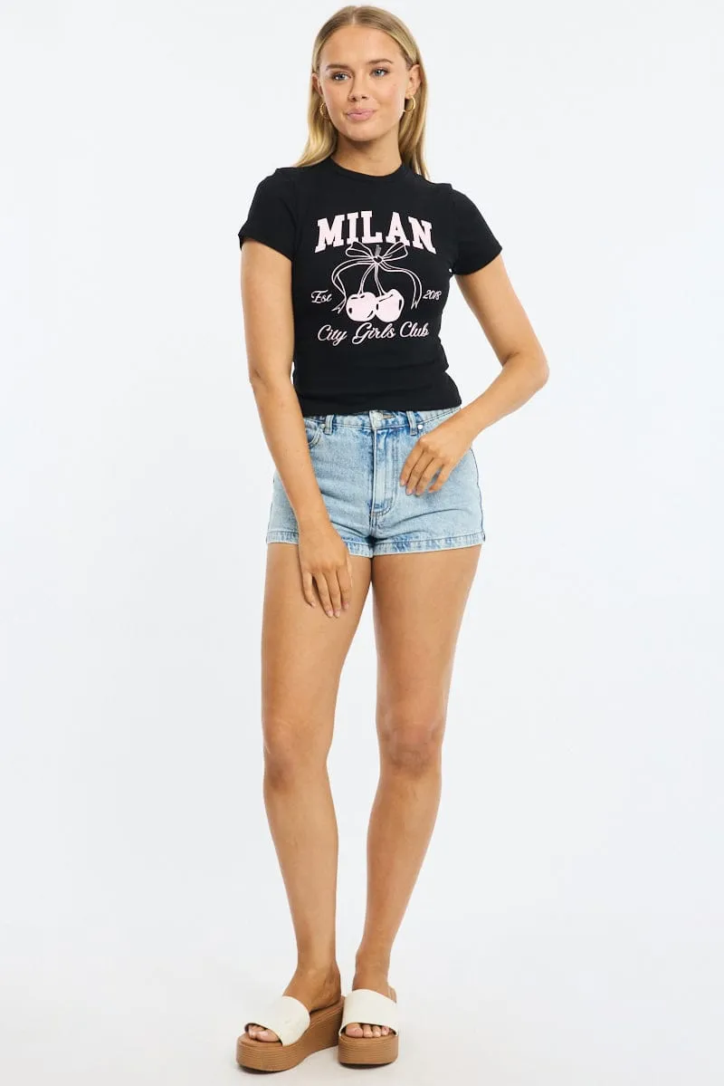 Black Graphic Tee Short Sleeve sold by Ally Fashion product image thumbnail 2