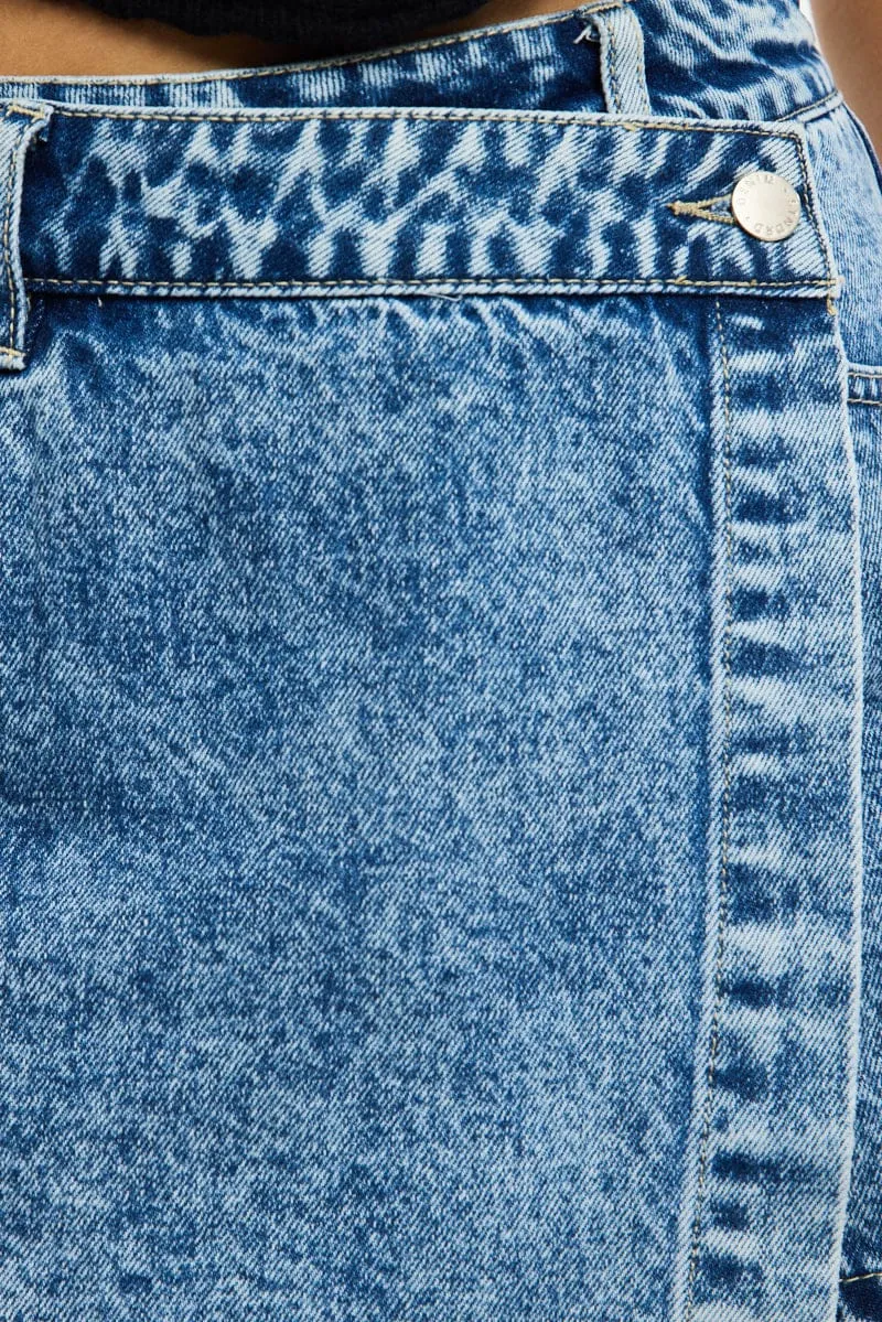 Denim Denim Wrap Mini Skort High Rise Relaxed Fit sold by Ally Fashion product image thumbnail 5
