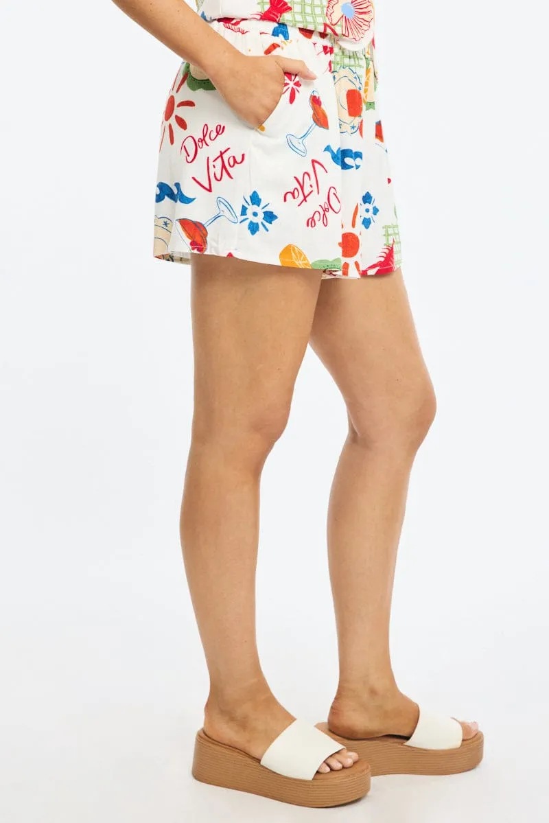 Red Abstract Shorts High Rise sold by Ally Fashion product image thumbnail 3