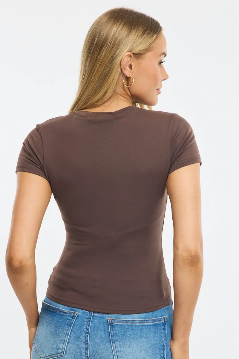 Brown Supersoft Crew Neck Short Sleeve sold by Ally Fashion product image thumbnail 4