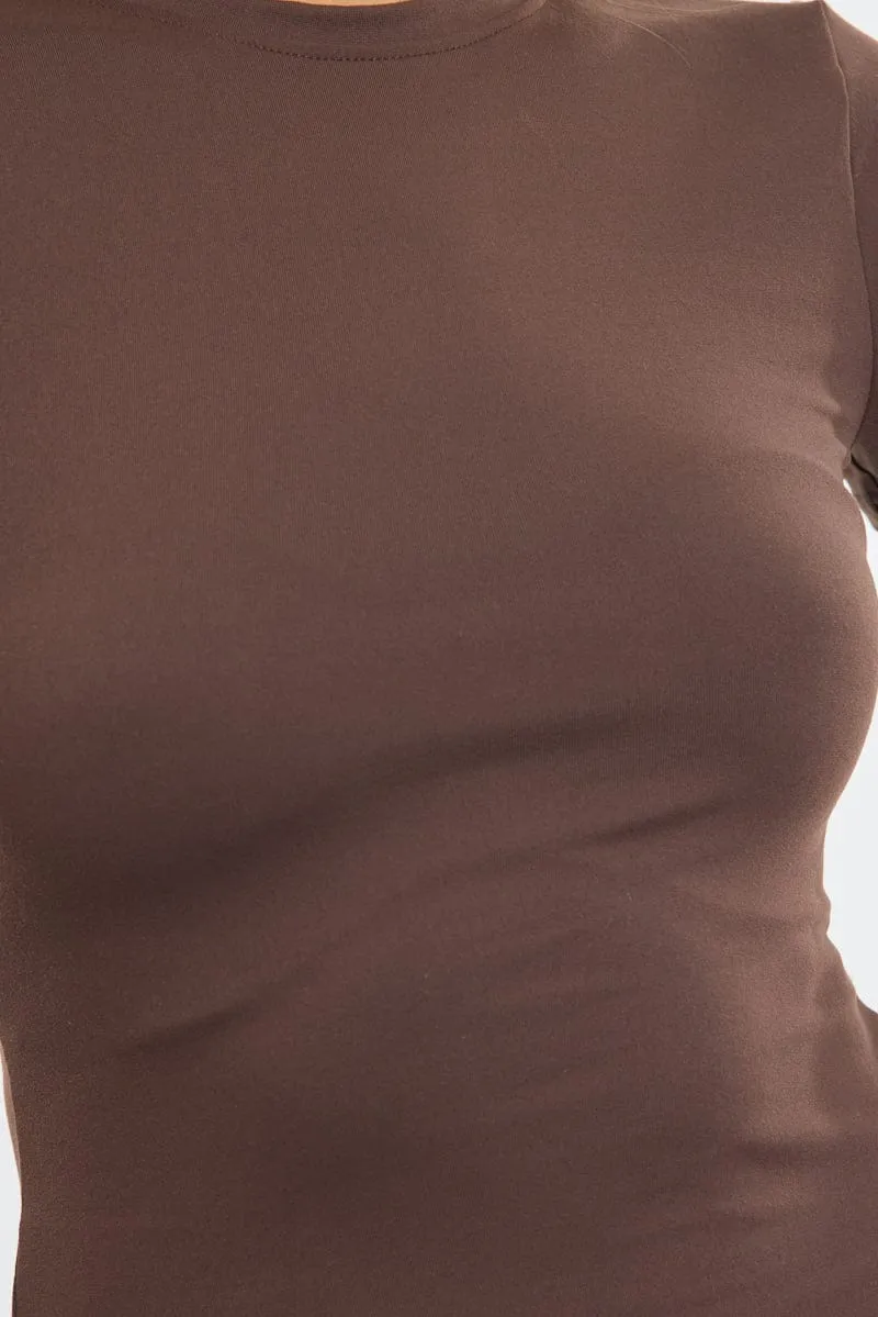 Brown Supersoft Crew Neck Short Sleeve sold by Ally Fashion product image thumbnail 5