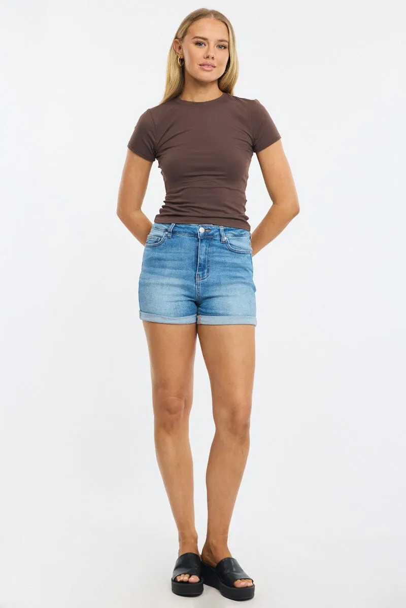 Brown Supersoft Crew Neck Short Sleeve sold by Ally Fashion product image thumbnail 2