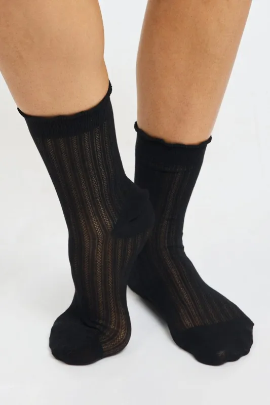 Black Frill Edge Socks sold by Ally Fashion
