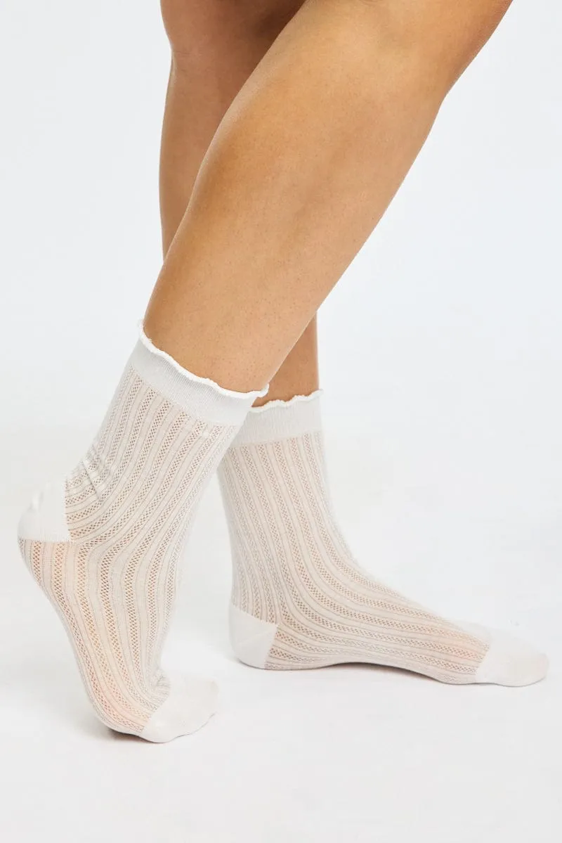 White Frill Edge Socks sold by Ally Fashion product image thumbnail 2