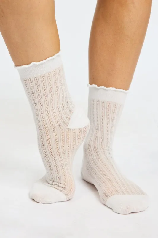 White Frill Edge Socks sold by Ally Fashion