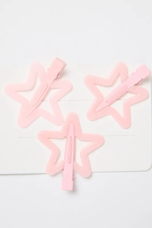 Pink 3 Pack Star Hair Clips sold by Ally Fashion