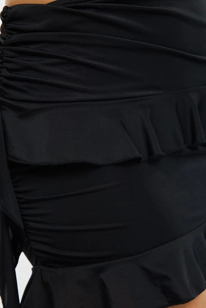 Black Mini Skirt Ruffled Elastic Wiast Stretch sold by Ally Fashion product image thumbnail 5