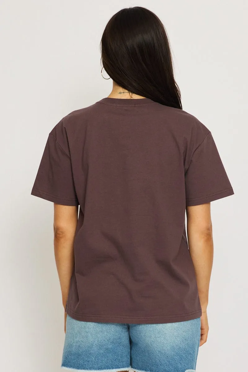 Brown Graphic Tee Short Sleeve sold by Ally Fashion product image thumbnail 4