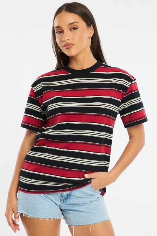 Black Stripe Oversized Tee Short Sleeve sold by Ally Fashion