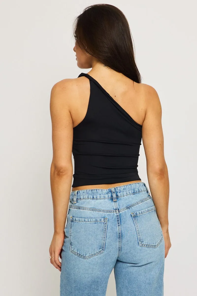 Black One Shoulder Top sold by Ally Fashion product image thumbnail 4
