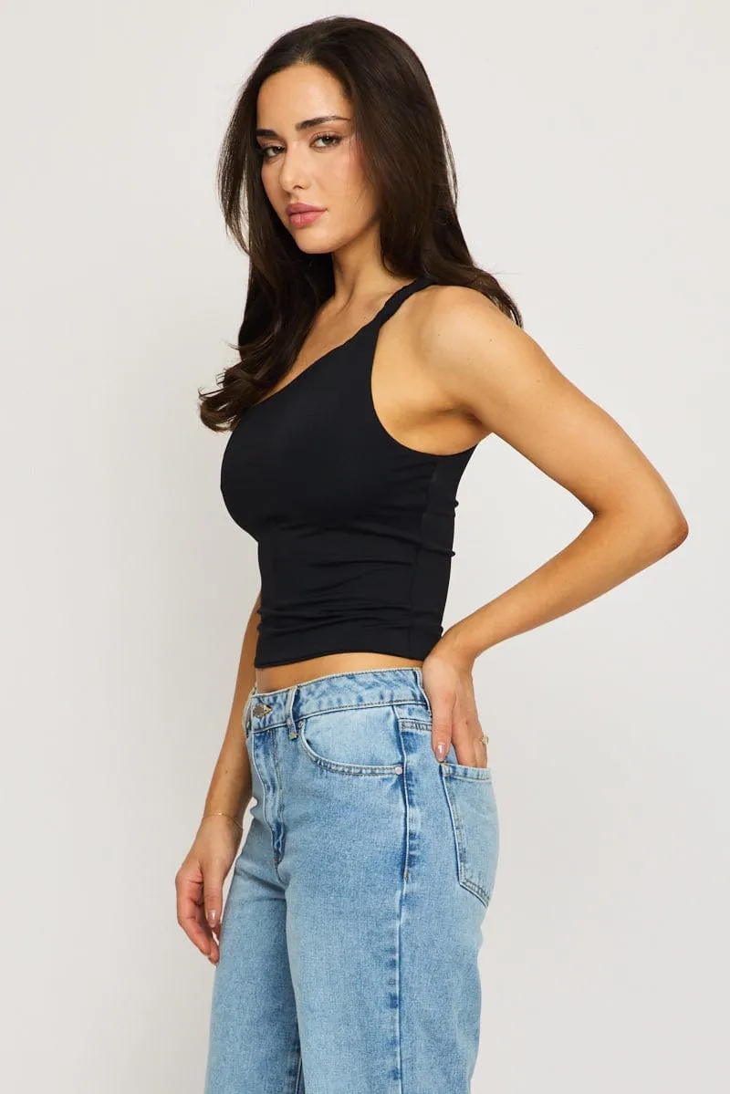Black One Shoulder Top sold by Ally Fashion product image thumbnail 3