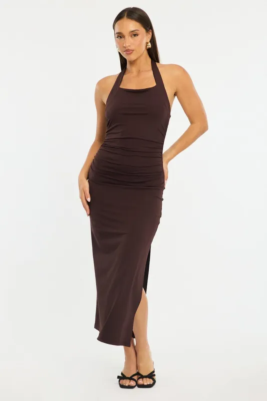 Brown Bodycon Dress Halter Neck sold by Ally Fashion