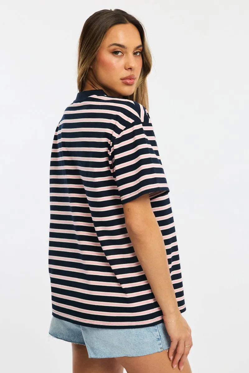 Pink Stripe Oversized Tee Short Sleeve sold by Ally Fashion product image thumbnail 4