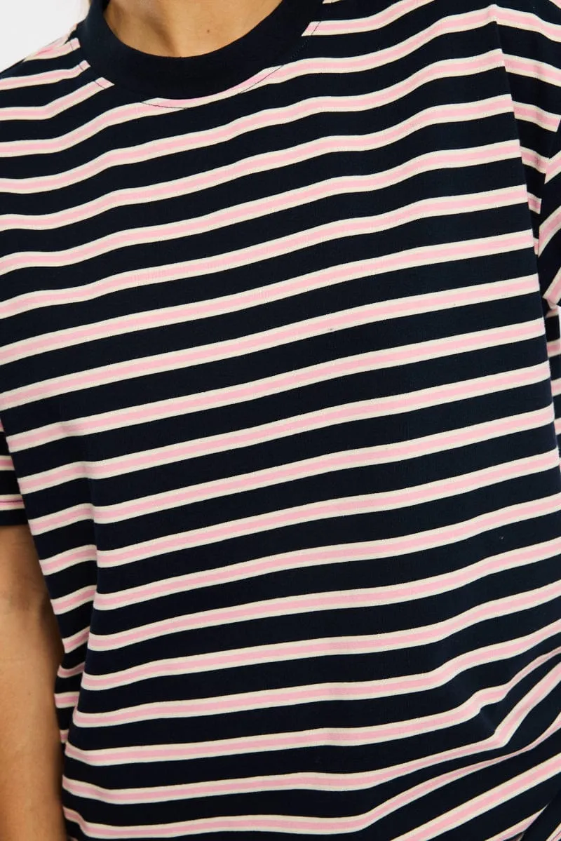 Pink Stripe Oversized Tee Short Sleeve sold by Ally Fashion product image thumbnail 5