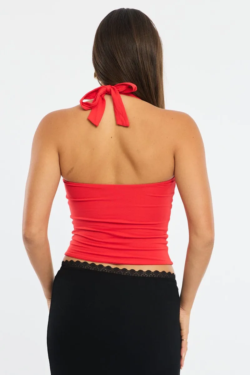 Red Halter Top sold by Ally Fashion product image thumbnail 4