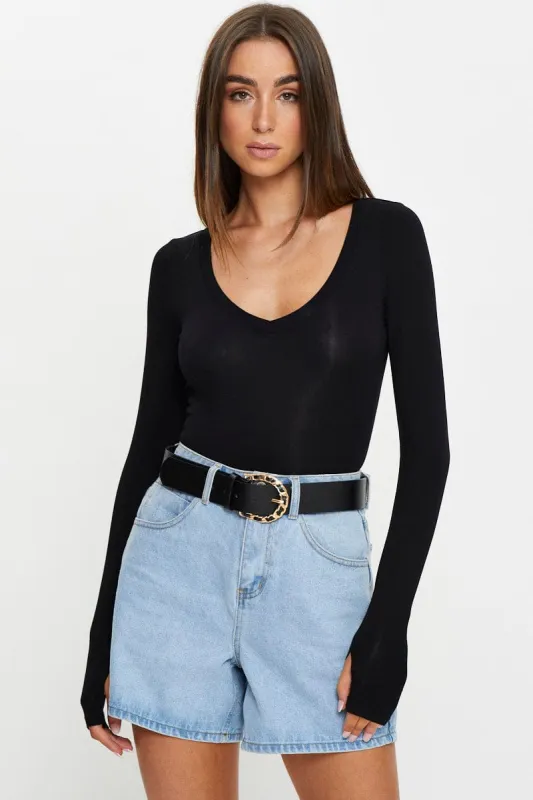 Black Woven Detail Buckle Belt sold by Ally Fashion