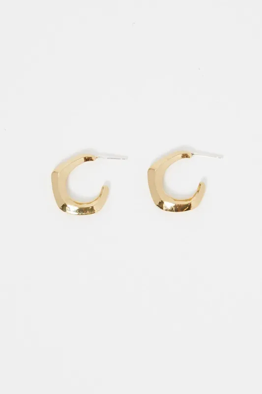 Gold Chunky Angled Hoop Earrings sold by Ally Fashion