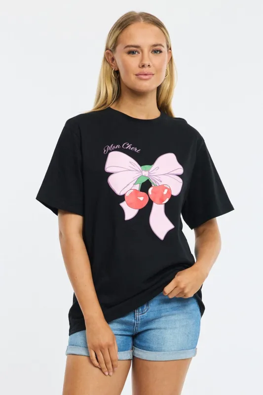 Black Graphic Tee Short Sleeve sold by Ally Fashion