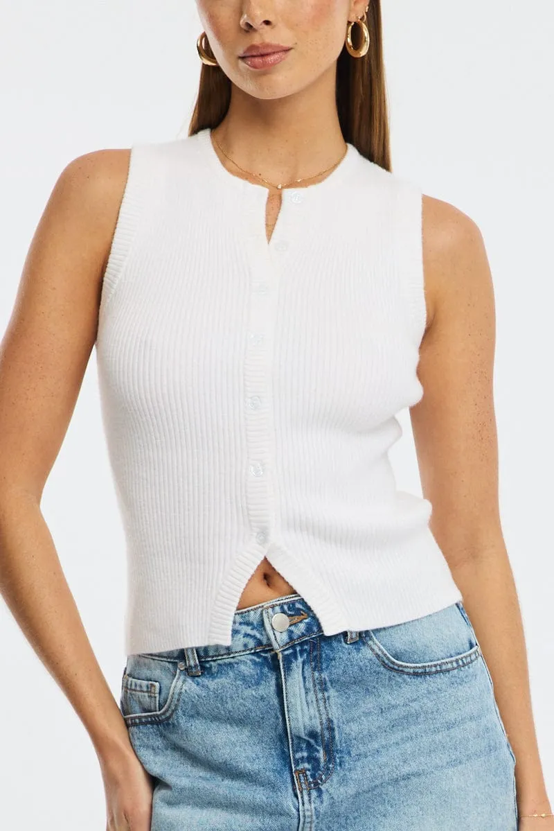 White Knit Vest Sleeveless sold by Ally Fashion product image thumbnail 5