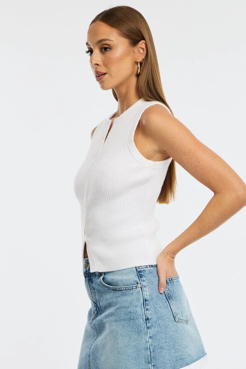 White Knit Vest Sleeveless sold by Ally Fashion product image thumbnail 3