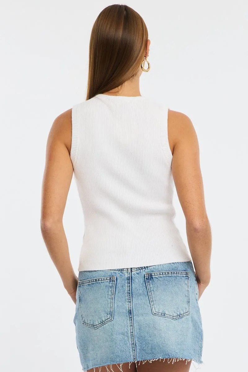 White Knit Vest Sleeveless sold by Ally Fashion product image thumbnail 4