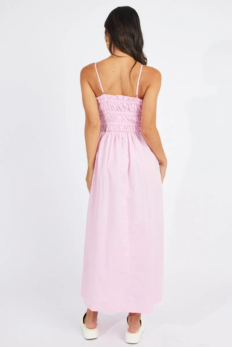 Pink Maxi Dress Sleeveless Shirred sold by Ally Fashion product image thumbnail 5