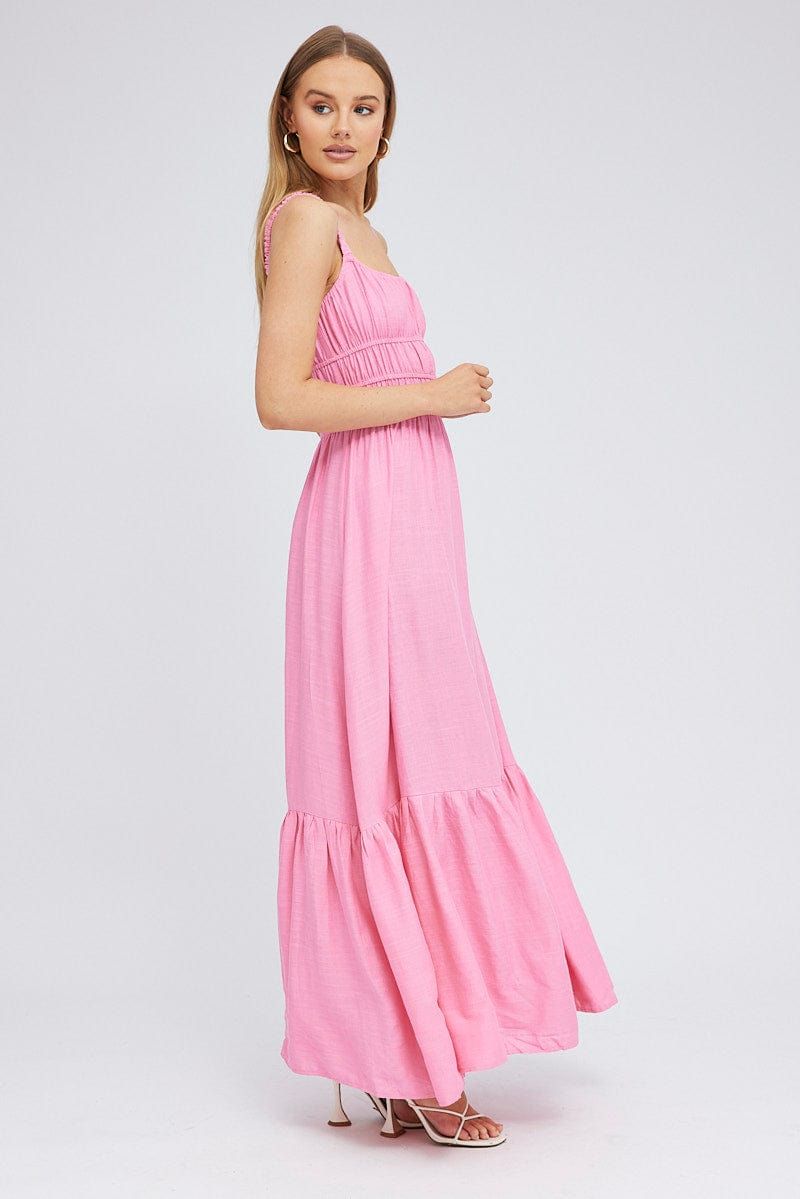 Pink Maxi Dress Sleeveless Linen Blend sold by Ally Fashion product image thumbnail 4
