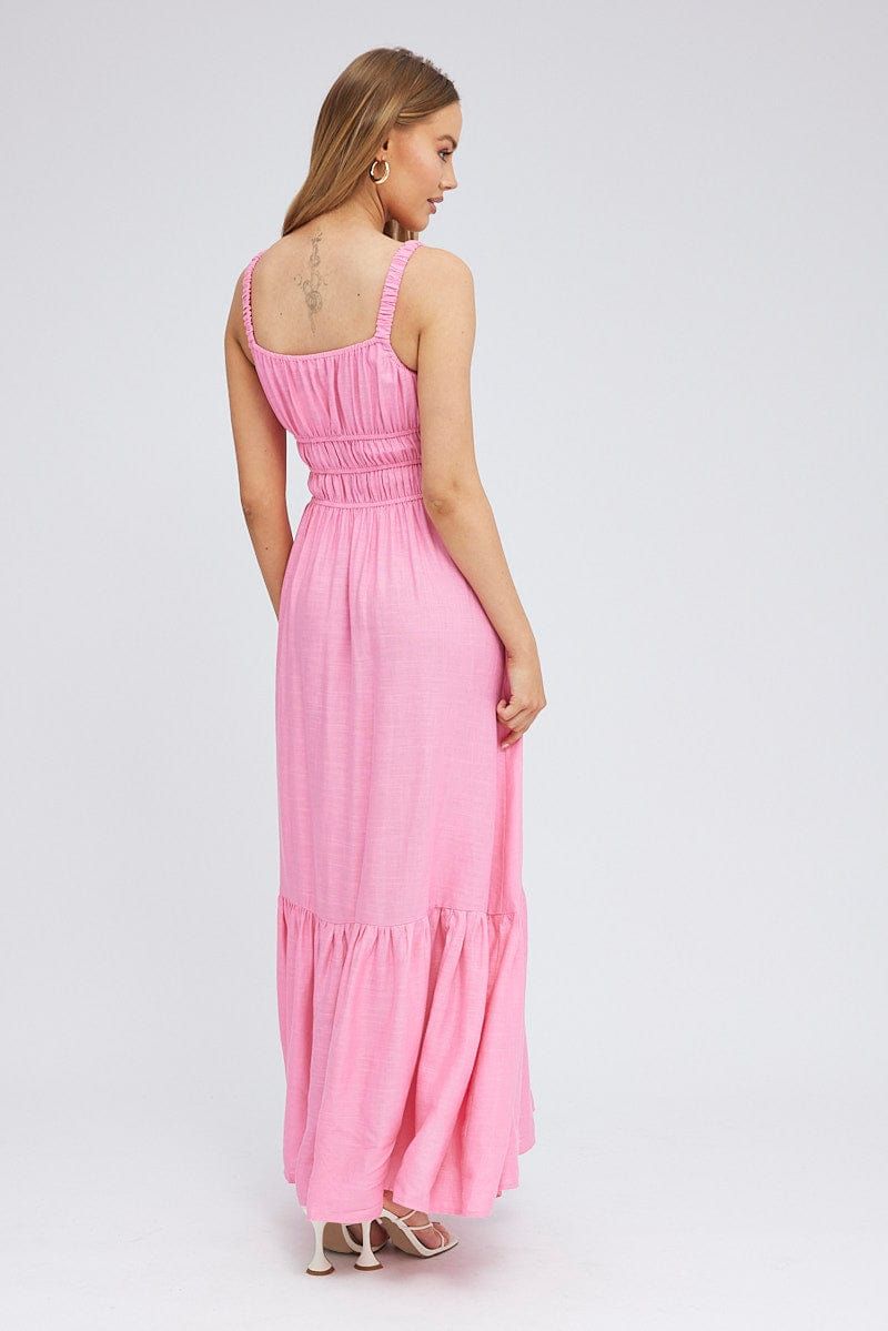 Pink Maxi Dress Sleeveless Linen Blend sold by Ally Fashion product image thumbnail 5
