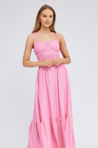 Pink Maxi Dress Sleeveless Linen Blend sold by Ally Fashion