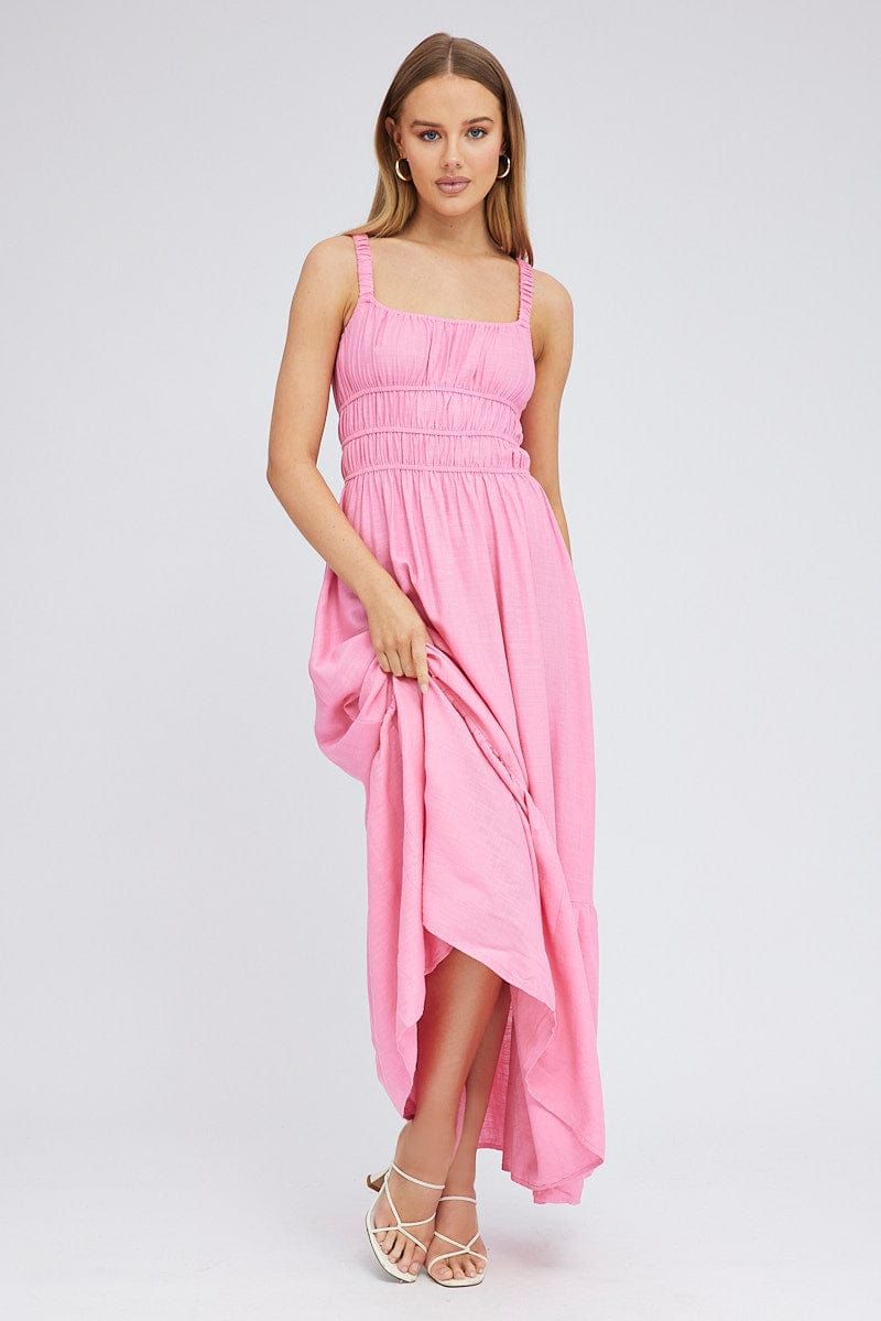 Pink Maxi Dress Sleeveless Linen Blend sold by Ally Fashion product image thumbnail 3