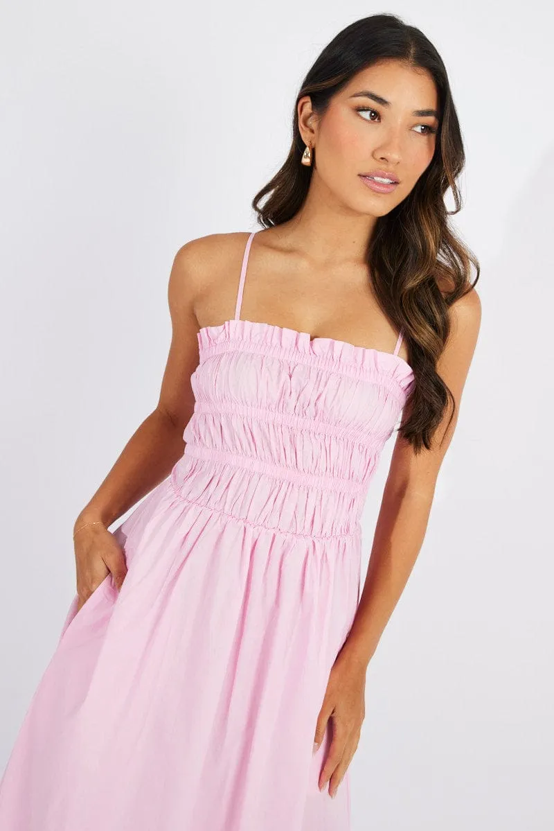 Pink Maxi Dress Sleeveless Shirred sold by Ally Fashion
