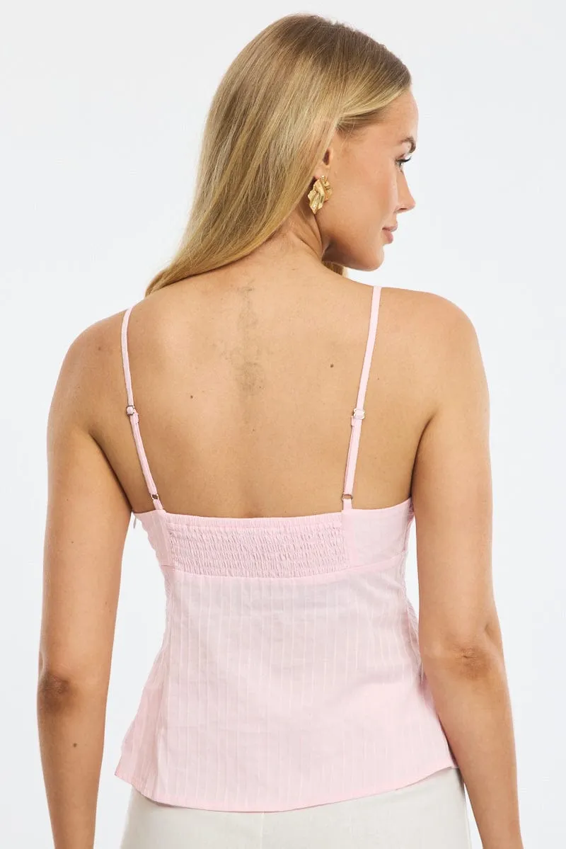Pink Cami Sleeveless V-neck Lace Detail Cotton sold by Ally Fashion product image thumbnail 4