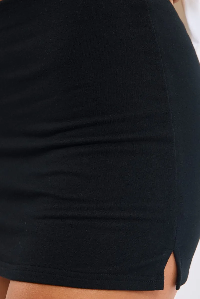 Black Mini Skort Skirt Elasticated Waist Side Split sold by Ally Fashion product image thumbnail 5