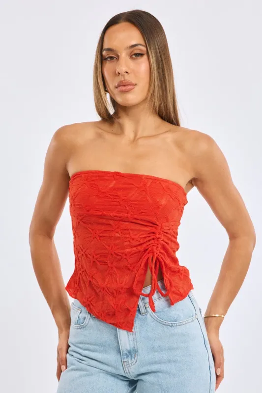 Red Boob Tube Top Textured sold by Ally Fashion