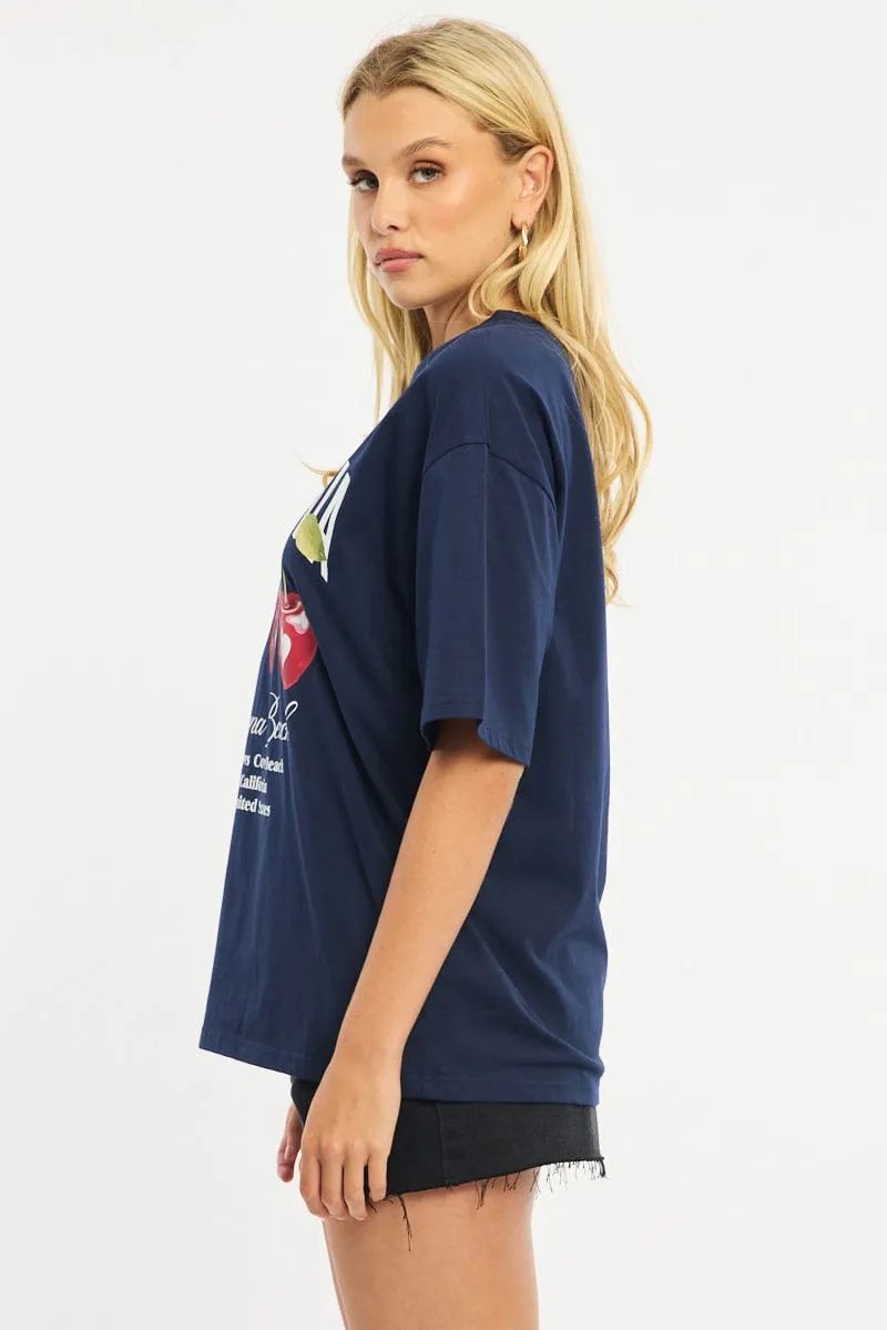 Blue Graphic Tee Short Sleeve sold by Ally Fashion product image thumbnail 3
