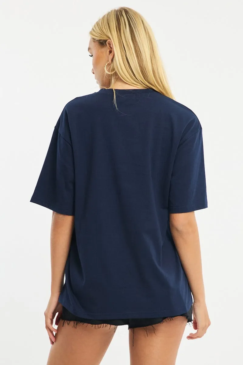 Blue Graphic Tee Short Sleeve sold by Ally Fashion product image thumbnail 4