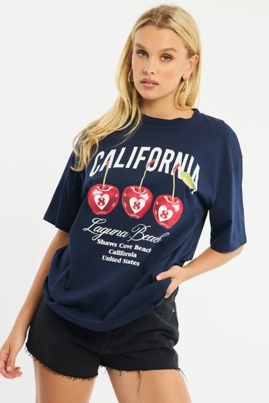 Blue Graphic Tee Short Sleeve sold by Ally Fashion