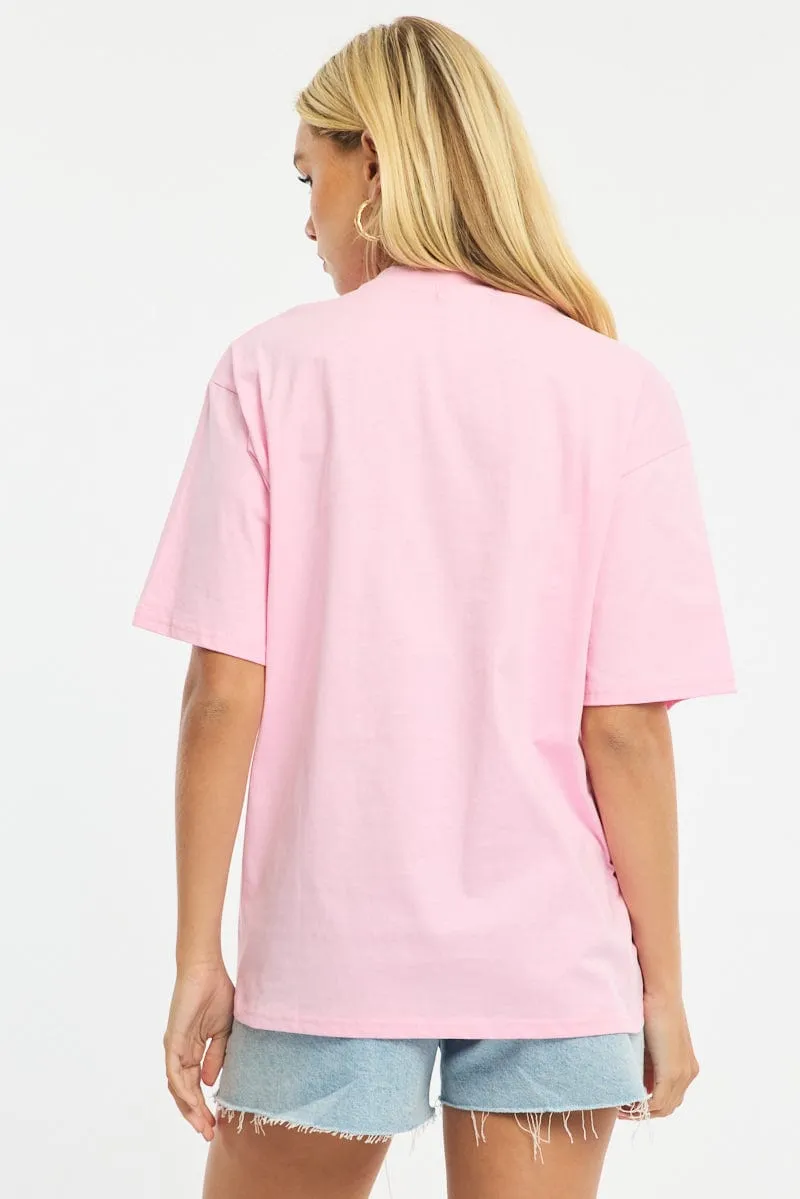 Pink Graphic Tee Short Sleeve sold by Ally Fashion product image thumbnail 4