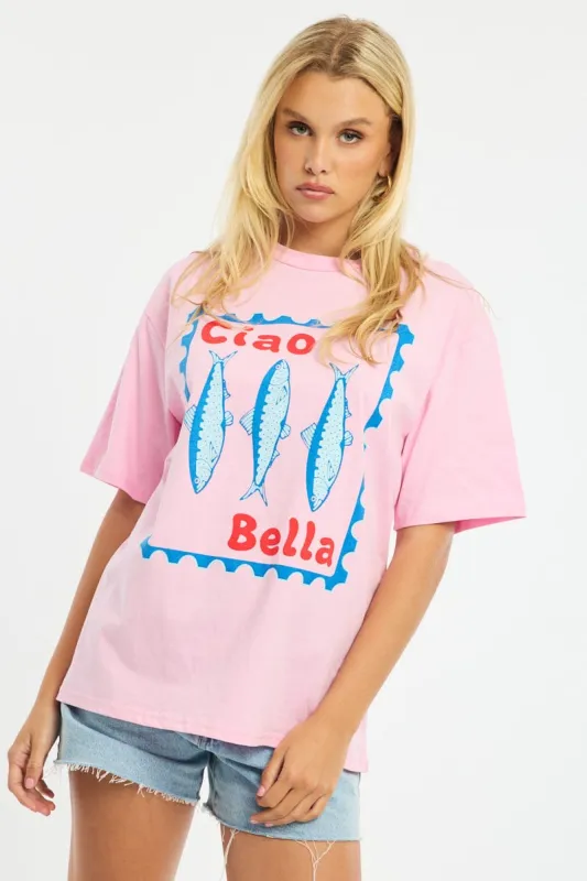 Pink Graphic Tee Short Sleeve sold by Ally Fashion