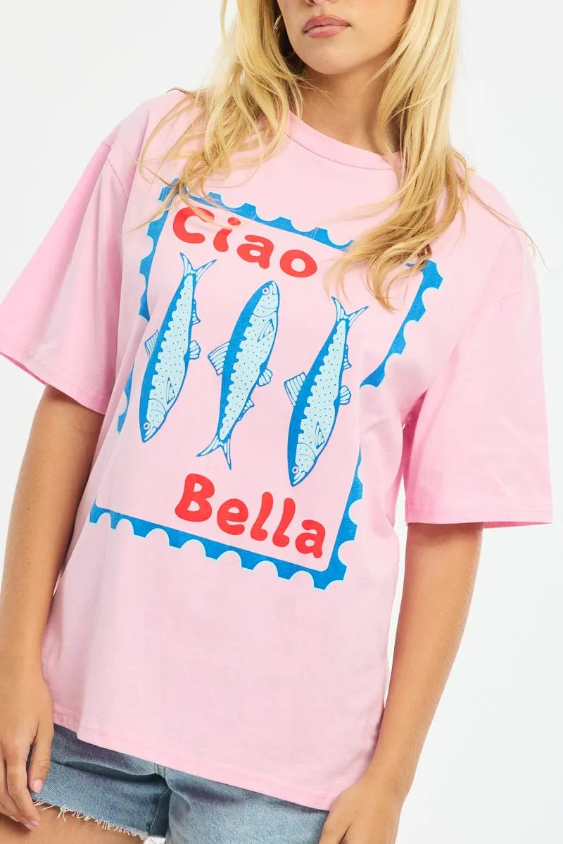 Pink Graphic Tee Short Sleeve sold by Ally Fashion product image thumbnail 5