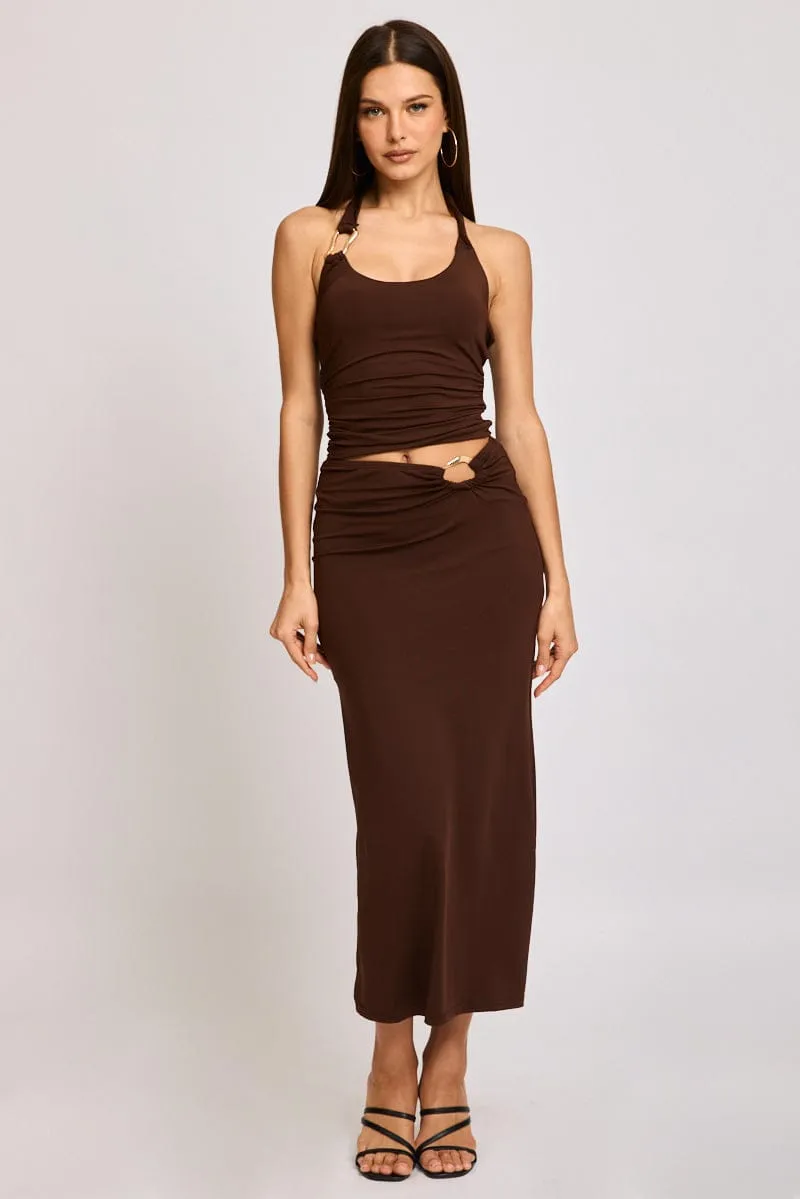 Brown Halter Neck Top sold by Ally Fashion product image thumbnail 2