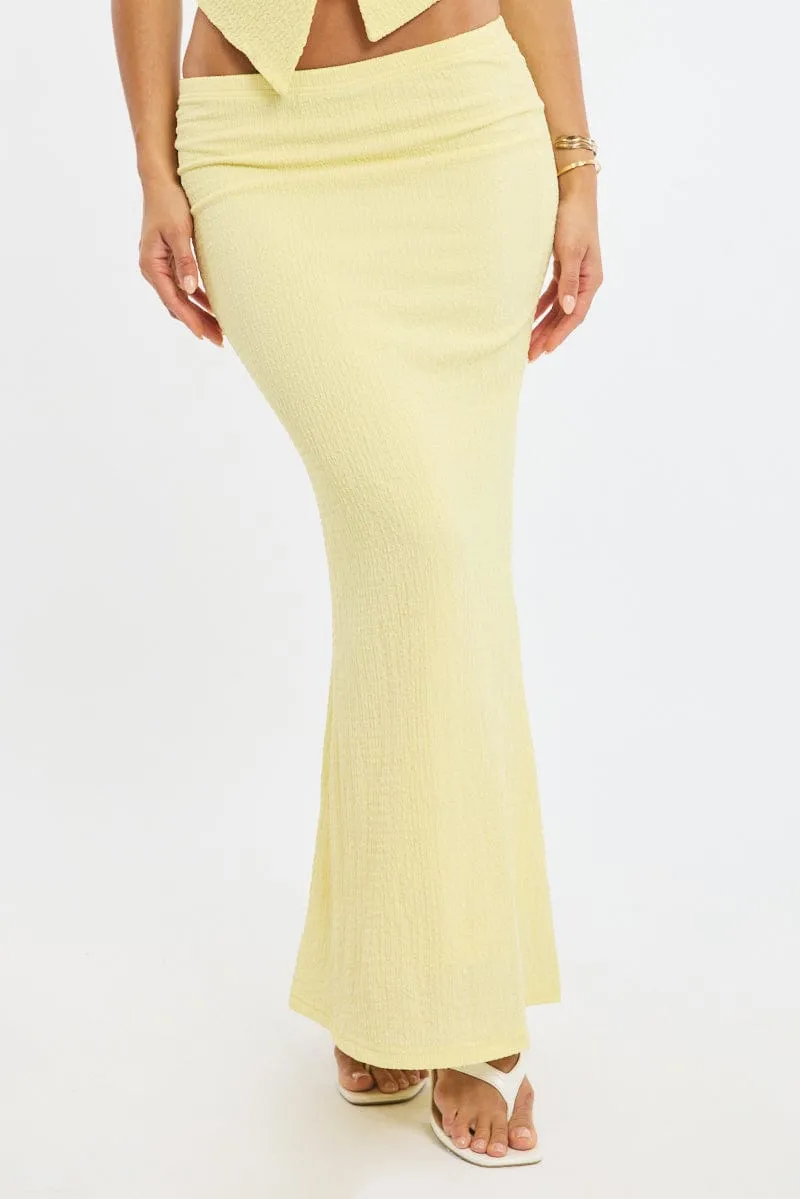 Yellow Maxi Skirt Elasticated Waist Textured Half Lined sold by Ally Fashion product image thumbnail 2