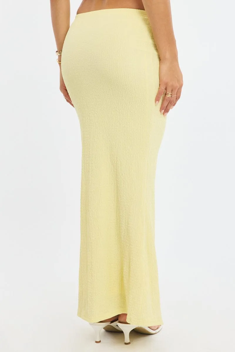 Yellow Maxi Skirt Elasticated Waist Textured Half Lined sold by Ally Fashion product image thumbnail 4