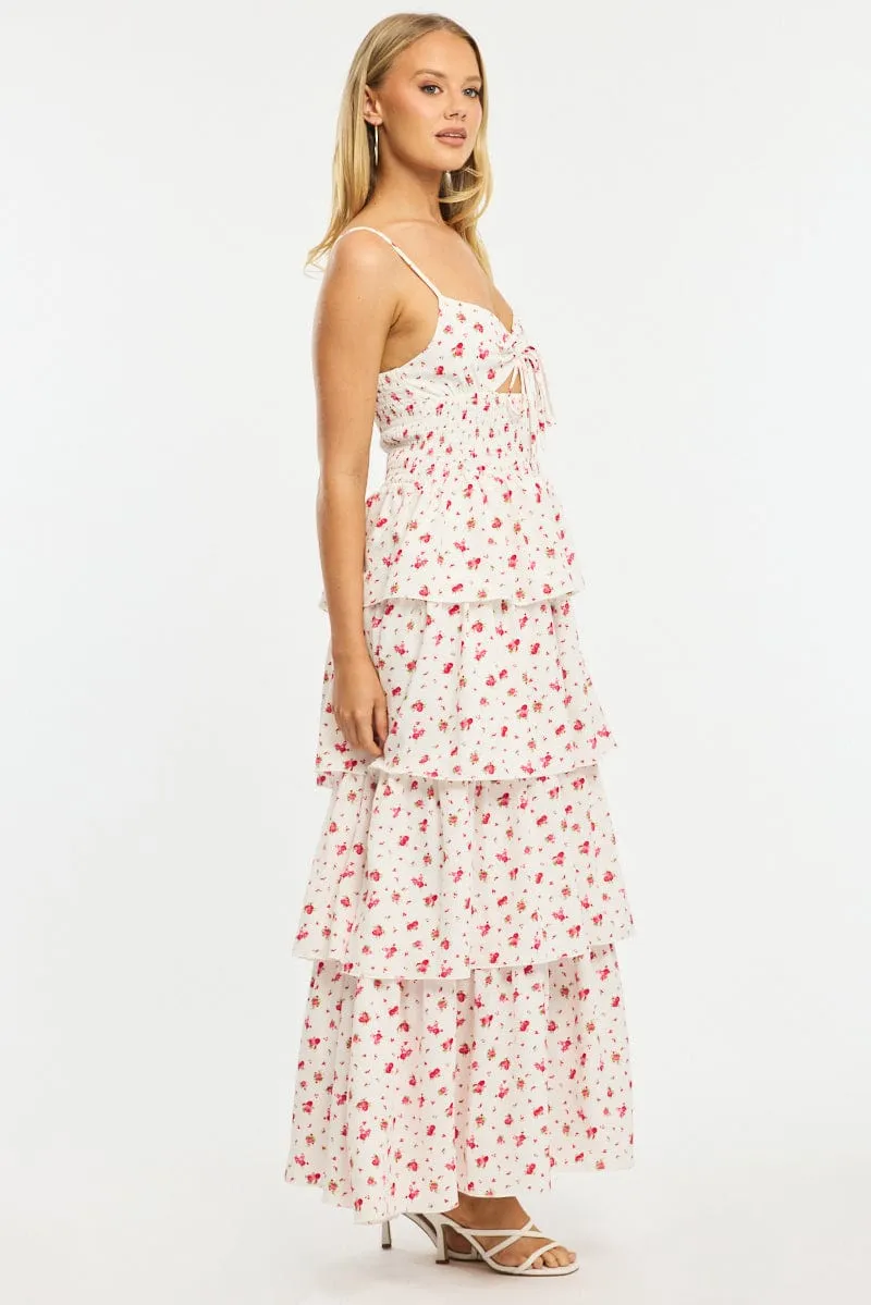 Red Ditsy Maxi Dress Tiered sold by Ally Fashion product image thumbnail 3