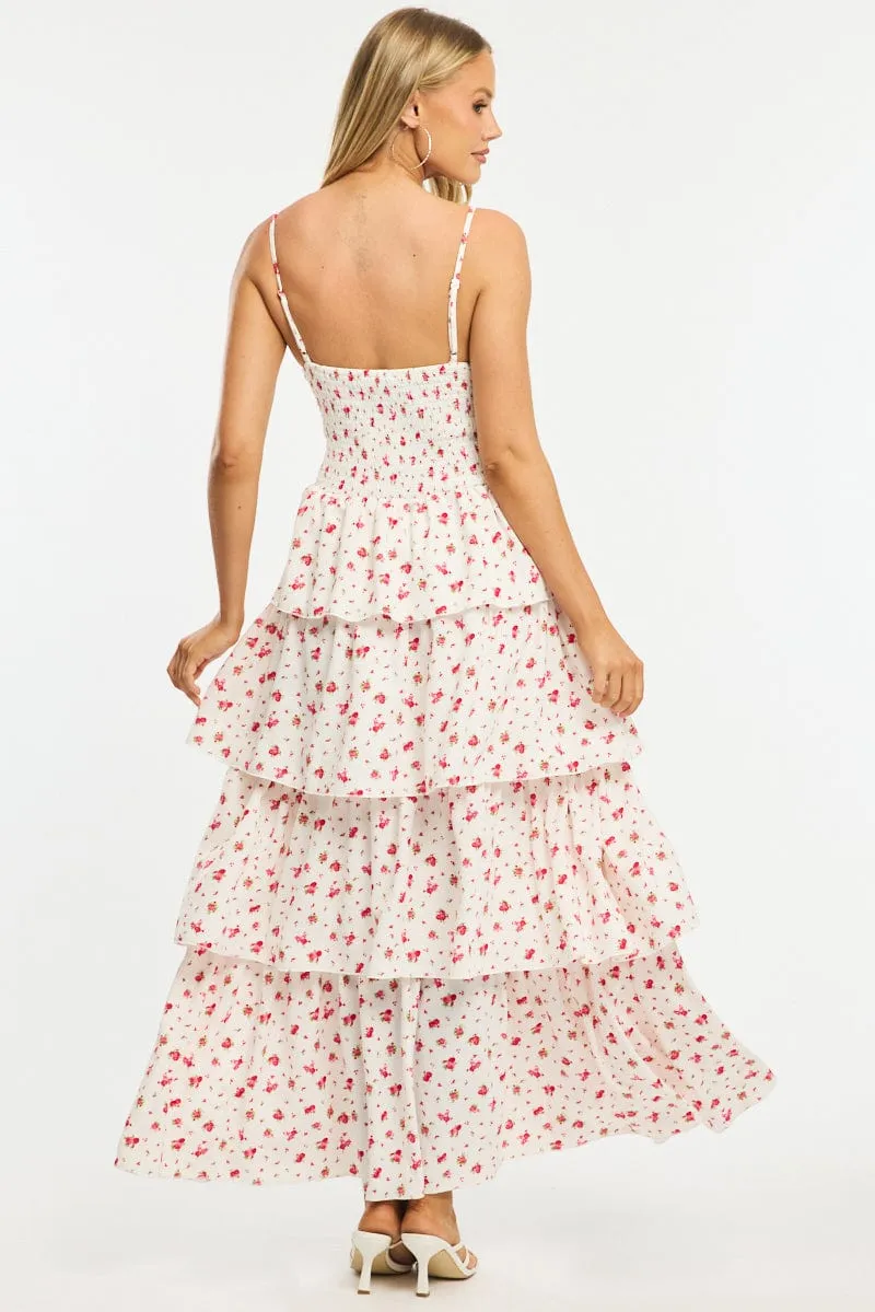 Red Ditsy Maxi Dress Tiered sold by Ally Fashion product image thumbnail 4