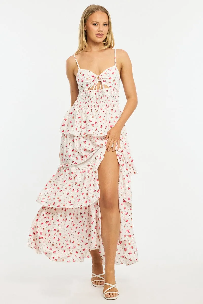 Red Ditsy Maxi Dress Tiered sold by Ally Fashion