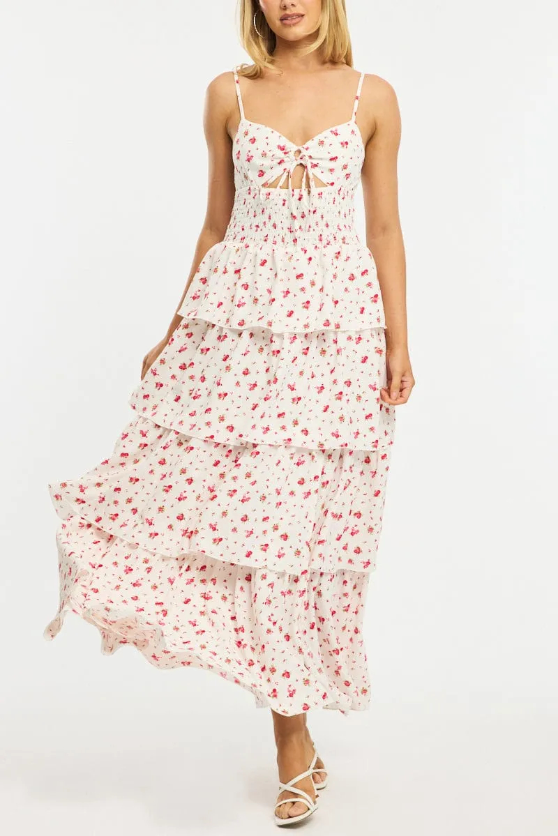 Red Ditsy Maxi Dress Tiered sold by Ally Fashion product image thumbnail 5