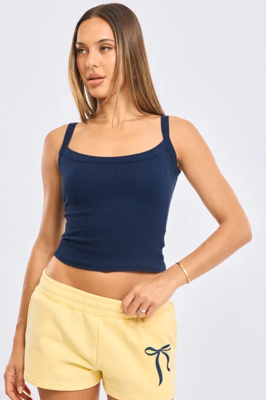 Blue Singlet Scoop Neck Rib sold by Ally Fashion