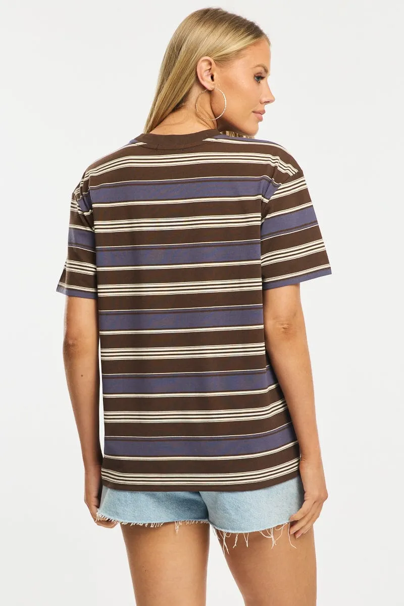 Brown Stripe Oversized Tee Short Sleeve sold by Ally Fashion product image thumbnail 4