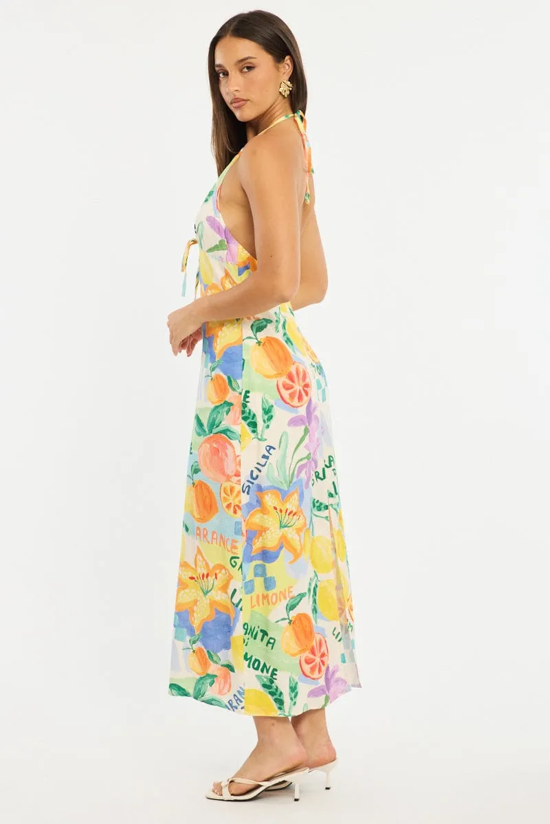 Multi Abstract Midi Dress Halter Neck sold by Ally Fashion product image thumbnail 3